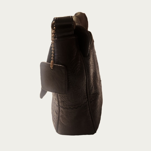 Vintage Rare Liz Claiborne Spruce Green Paisley Embossed Shoulder Bag - Picture 8 of 17